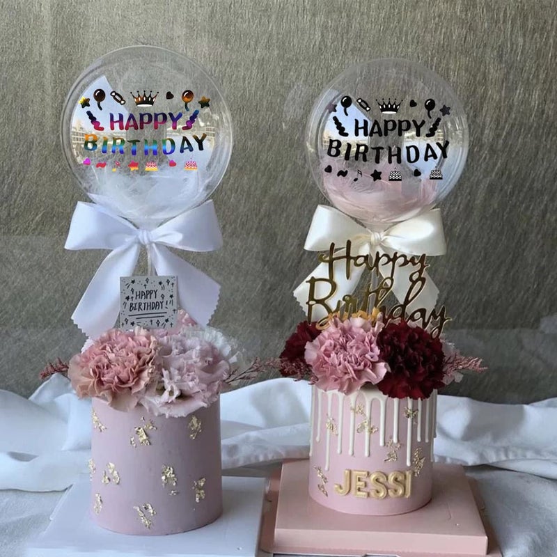 Mimeile Happy Birthday Balloon Stickers Mixed Color Bobo Balloon Stickers 10 Pcs Diy Letter Decals Glass Paster Large Gift Box Celebration Party Supplies Decoration - Image 3