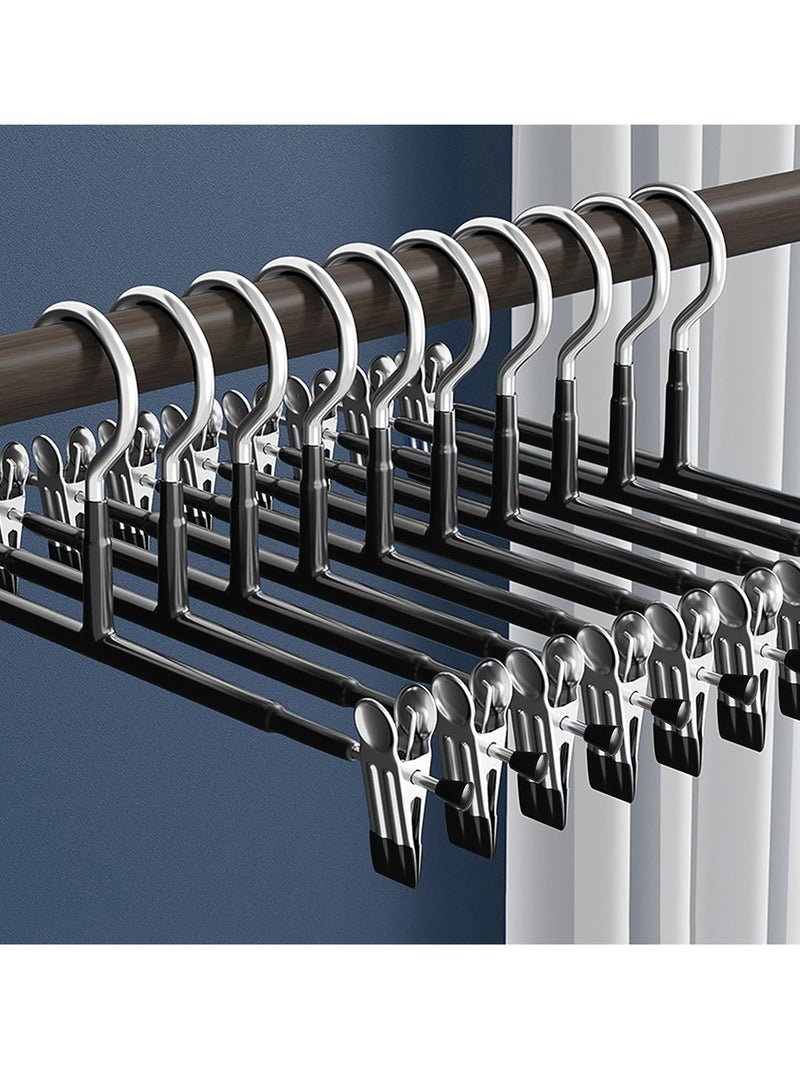 SYOSI 10 Packs Pants Hangers with Clips Skirt Hangers Adjustable Clip Hangers Non Slip Metal Adult Baby Kids Space Saving Clothes Hangers for Closet Shorts Bottom Jeans Trouser Leggings  - Image 1