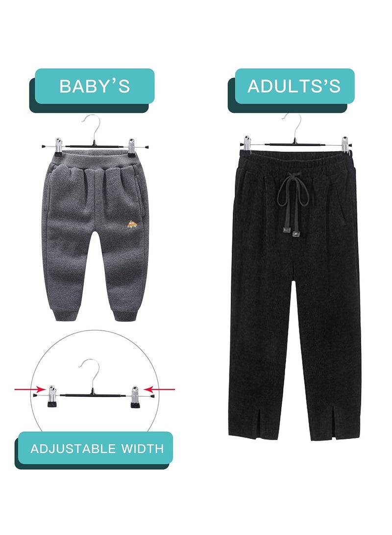 SYOSI 10 Packs Pants Hangers with Clips Skirt Hangers Adjustable Clip Hangers Non Slip Metal Adult Baby Kids Space Saving Clothes Hangers for Closet Shorts Bottom Jeans Trouser Leggings  - Image 3