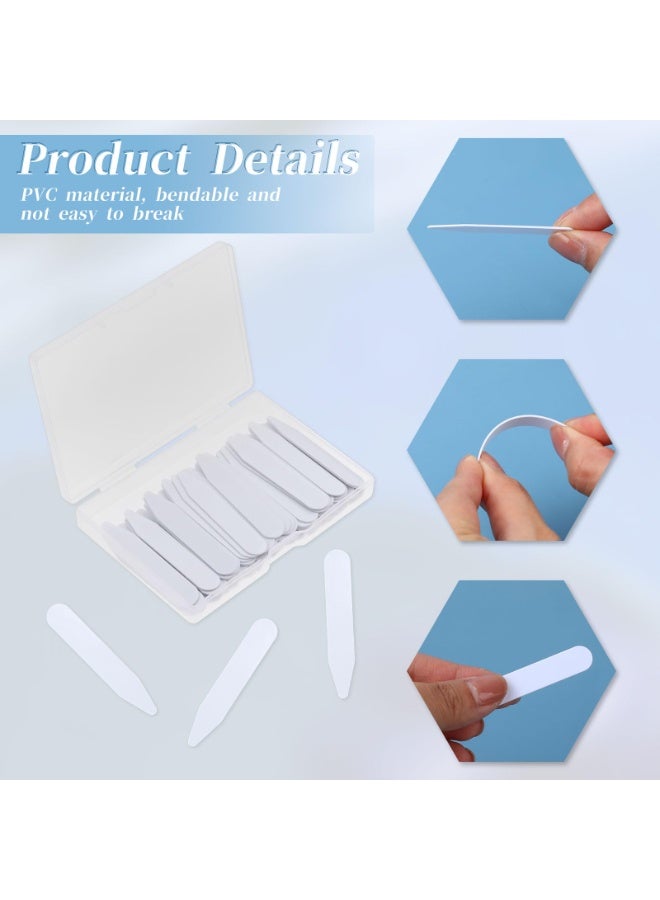 SUNSAR 30 PCS Collar Stays for Men's Dress Shirts, 2.2" Dress Shirt Collar Inserts Plastic Collars Stays for Men Waterproof Shirt Collars Inserts Invisible Shirts Stay Tabs Support (White) - Image 3