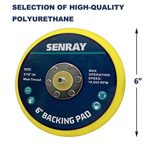 SENRAY 6 Inch Dual-Action Hook & Loop Molded Urethane Flexible Backing Plate for Random Orbital Sander Car Polisher - 2 PCS Set - Image 4