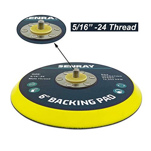 SENRAY 6 Inch Dual-Action Hook & Loop Molded Urethane Flexible Backing Plate for Random Orbital Sander Car Polisher - 2 PCS Set - Image 2