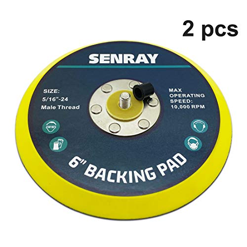 SENRAY 6 Inch Dual-Action Hook & Loop Molded Urethane Flexible Backing Plate for Random Orbital Sander Car Polisher - 2 PCS Set - Image 3