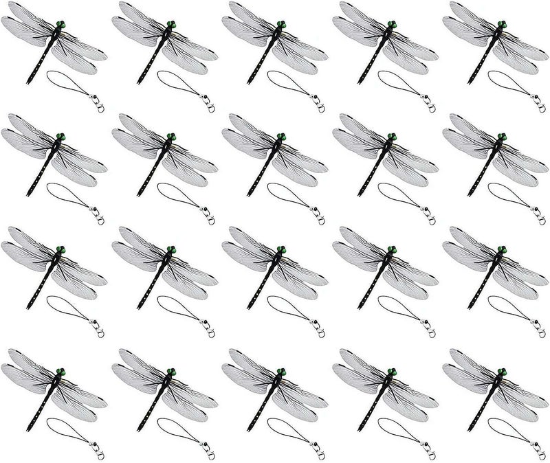 20pcs Artificial Dragonfly Hat Clip,Dragon Fly Clips Repelling Supplies for Bugs,Realistic Simulated Dragonfly Keychain Attach to Backpack Hat for Indoor Yard Garden Plant Decor - Image 2