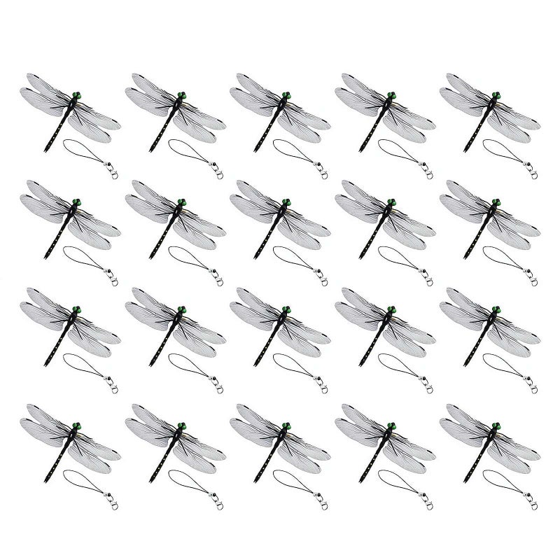 20pcs Artificial Dragonfly Hat Clip,Dragon Fly Clips Repelling Supplies for Bugs,Realistic Simulated Dragonfly Keychain Attach to Backpack Hat for Indoor Yard Garden Plant Decor - Image 1