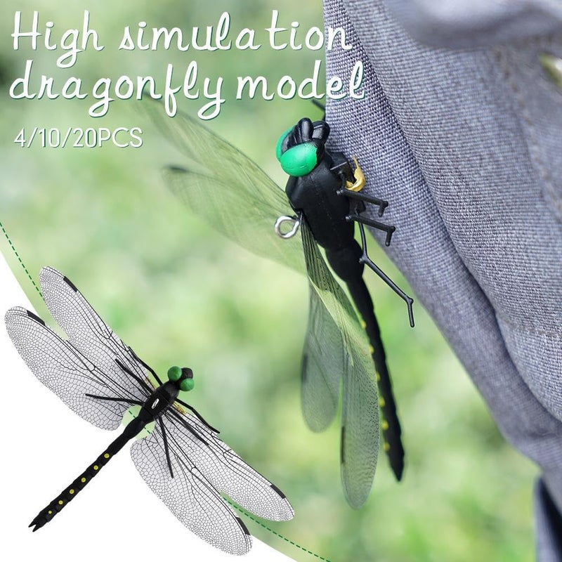 20pcs Artificial Dragonfly Hat Clip,Dragon Fly Clips Repelling Supplies for Bugs,Realistic Simulated Dragonfly Keychain Attach to Backpack Hat for Indoor Yard Garden Plant Decor - Image 3