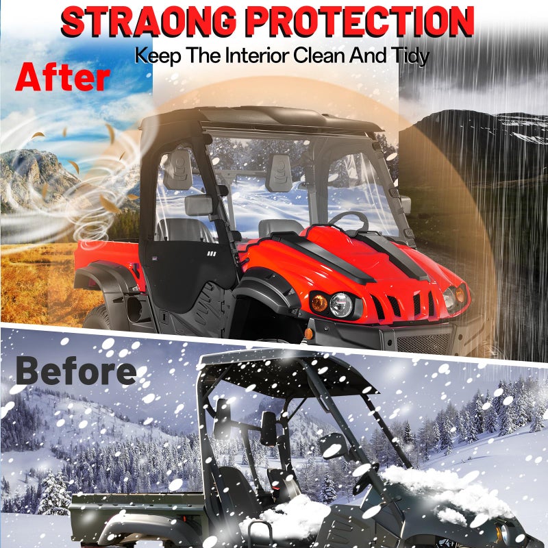 StarknightMT Soft Cab Enclosure Side Doors Compatible with Hisun 500 700 Coleman 500 700 Axis 500 700 Left & Right Soft Doors with Zipper Window Waterproof Protection Massimo MSU500 - Image 2