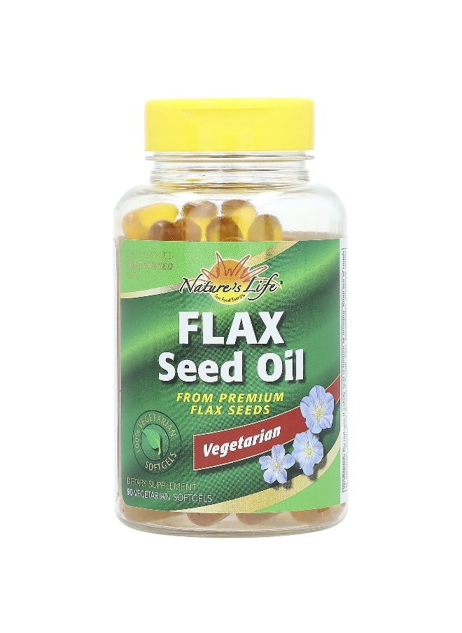 Nature's Life Nature's Life, Flax Seed Oil, 2,000 mg, 90 Vegetarian Softgels (1,000 mg per Softgel)  - Image 1