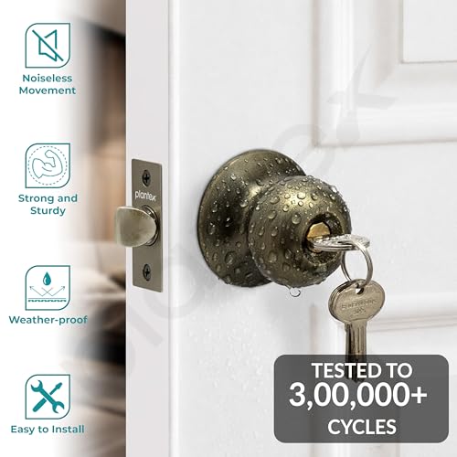 Plantex Door Lock - Cylindrical Door Lock with 3 Keys/Tubular Door Knob/Lock for Main Door/Bedroom (Rose Gold), Stainless Steel - Image 2
