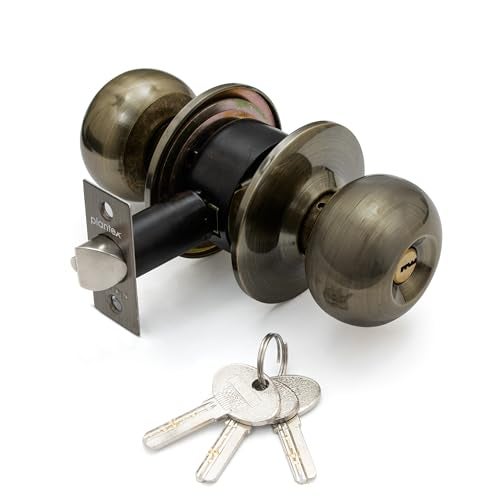 Plantex Door Lock - Cylindrical Door Lock with 3 Keys/Tubular Door Knob/Lock for Main Door/Bedroom (Rose Gold), Stainless Steel - Image 1