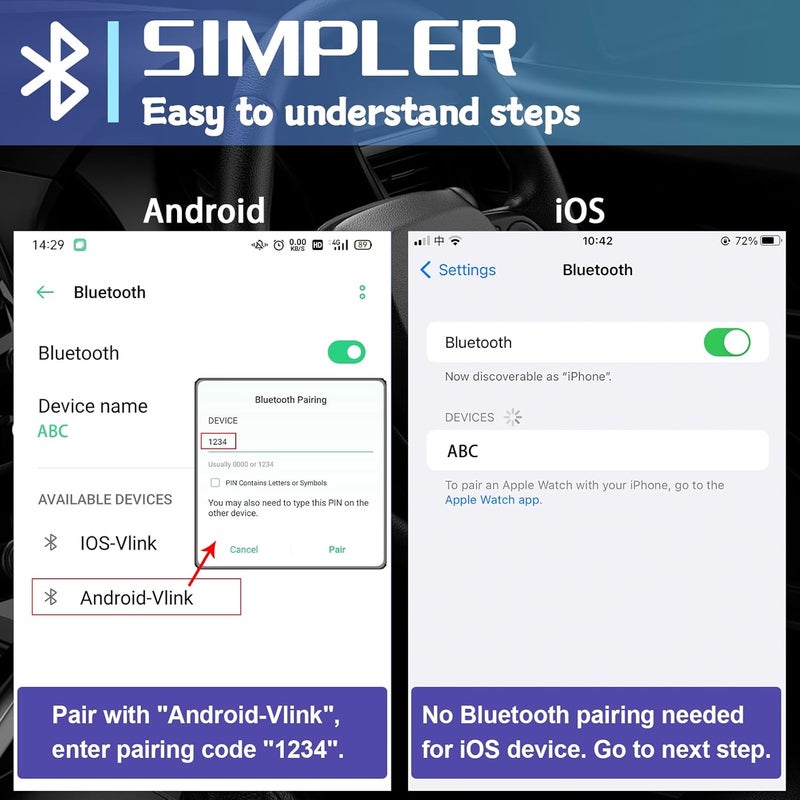Vgate iCar Pro 2S Bluetooth 5.2 OBD2 Car Scan Tool for iPhone, Android, and Windows - Image 3