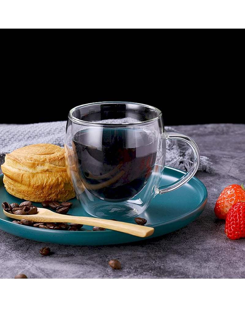 Cool Baby COOLBABY Espresso Cup Shot Glass Coffee Set of 2 - Double Wall Insulated Glass Tumbler With Handle Everyday Coffee Cup Ideal For Espresso And Coffee Machines (250ML) - Image 3