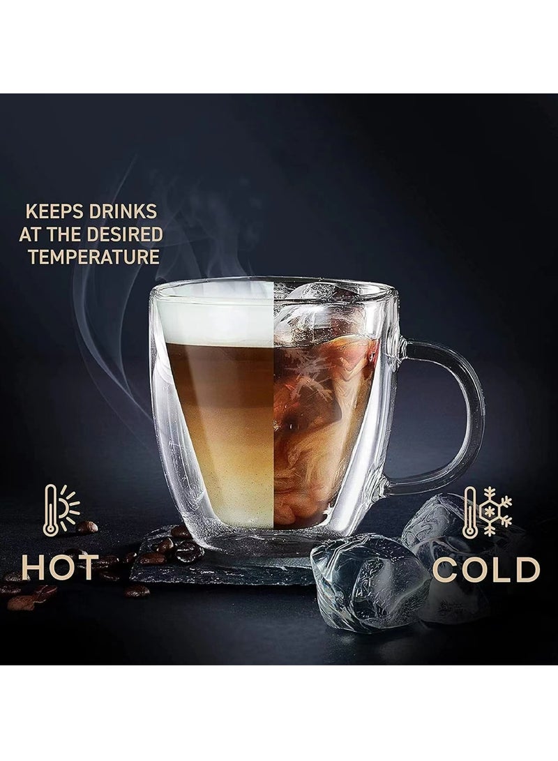 Cool Baby COOLBABY Espresso Cup Shot Glass Coffee Set of 2 - Double Wall Insulated Glass Tumbler With Handle Everyday Coffee Cup Ideal For Espresso And Coffee Machines (250ML) - Image 4