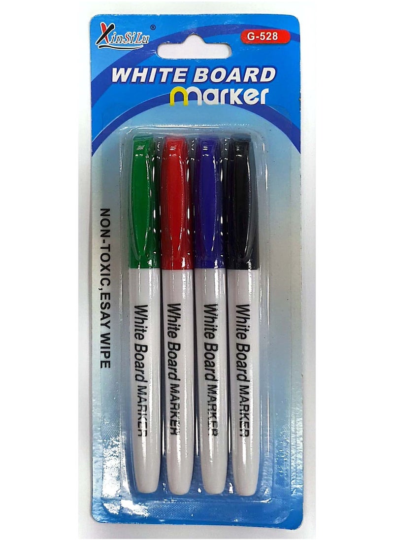 Generic - Whiteboard Markers Pack of 4 Assorted Colors (Red, Black, Blue, Green)  Premium Quality Whiteboard Markers Smooth Writing and Easy to Erase - Image 1