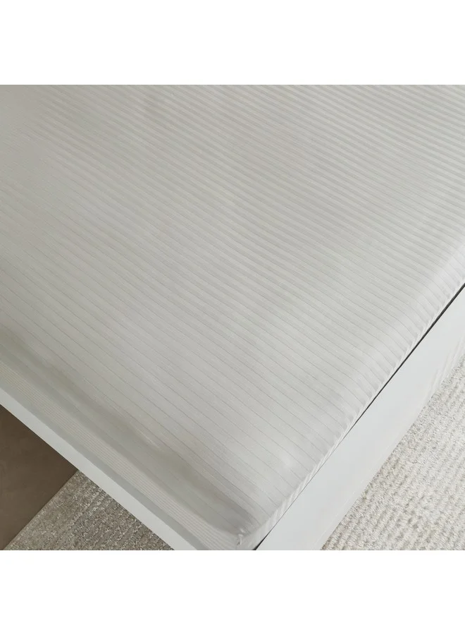 هوم بوكس شرشف سرير قطن ساتان مخطط هاميلتون مقاس كينج 210 × 36 × 180 سم