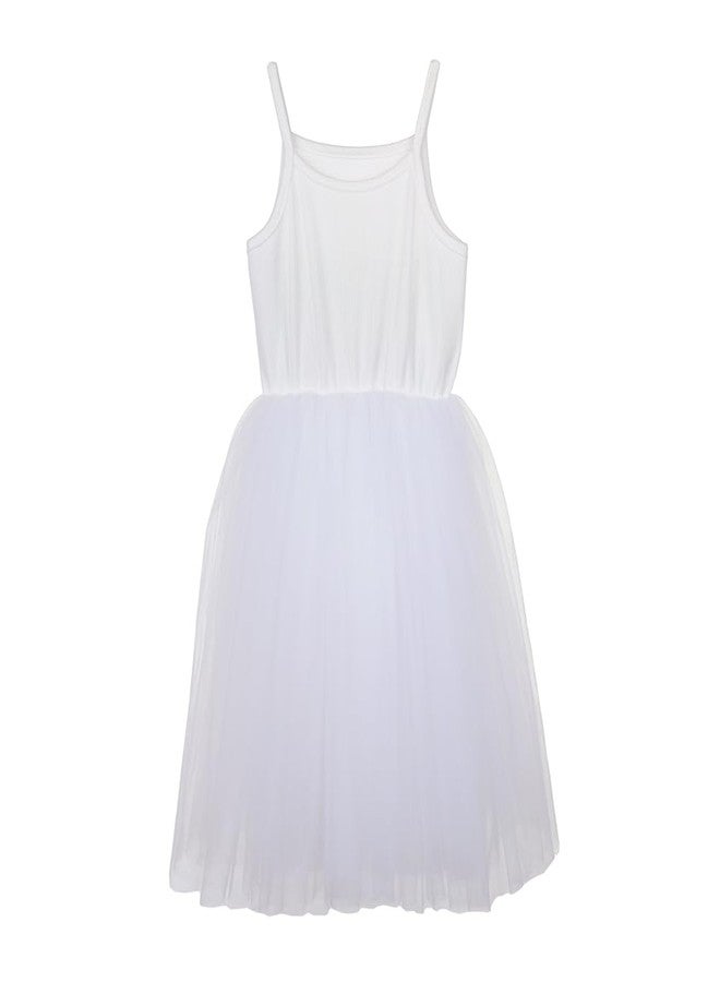 Sugarmelon Valentina Tutu Dress for Baby Girls Toddler Princess Party Dress Tulle Sleeveless Outfit Sundress (2T,White) - Image 1