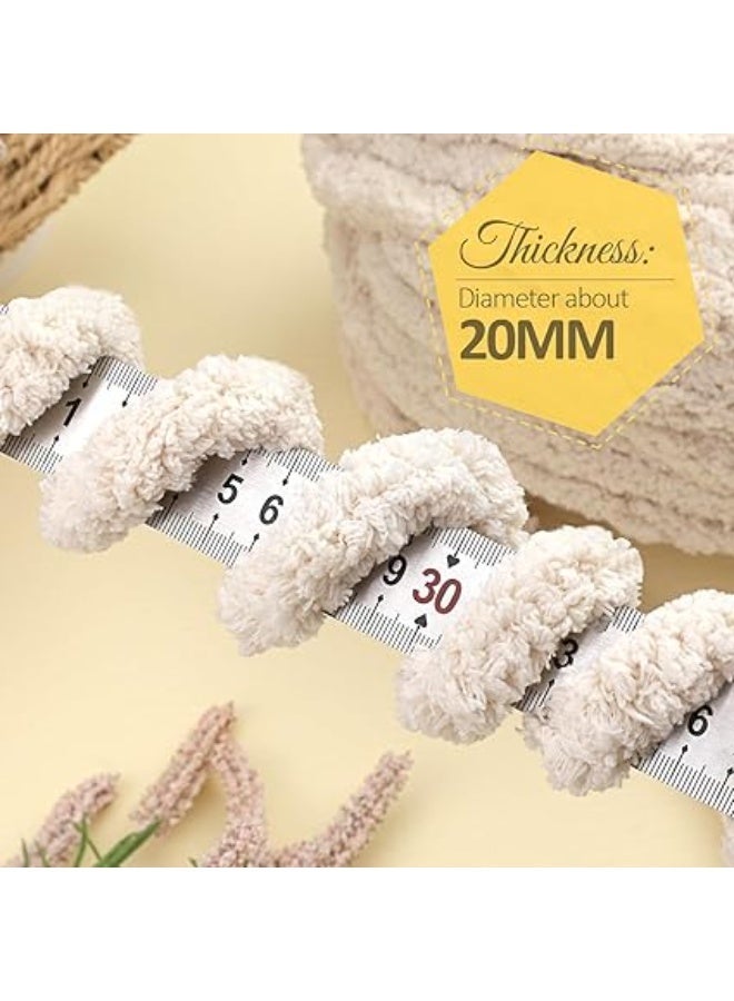 Chunky Chenille Yarn 240g/8.5oz, Thick Fluffy Arm Knitting Yarn, 29.5 Yards Soft Blanket Yarn for DIY Knitting & Crochet Blankets, Cushions, Home Decor - Image 4