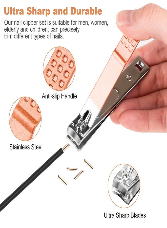 DUCOO Nail Clipper Set, 4 PCS Ultra Sharp Nail Clippers for Men, Women, Adults Toenail Fingernail Clippers, Stainless Steel Nail Cutter & File, Rose Gold - Image 3