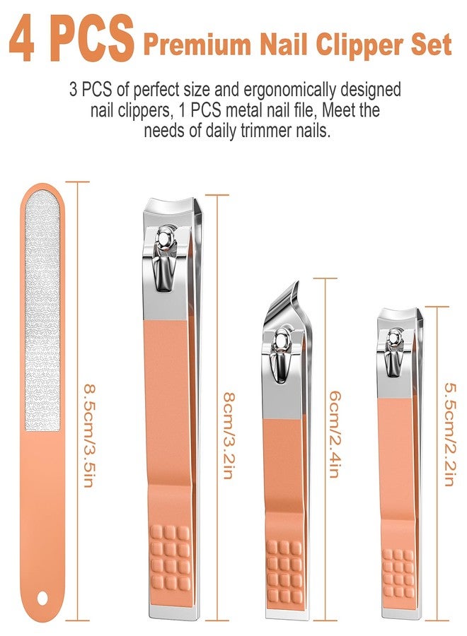 DUCOO Nail Clipper Set, 4 PCS Ultra Sharp Nail Clippers for Men, Women, Adults Toenail Fingernail Clippers, Stainless Steel Nail Cutter & File, Rose Gold - Image 2