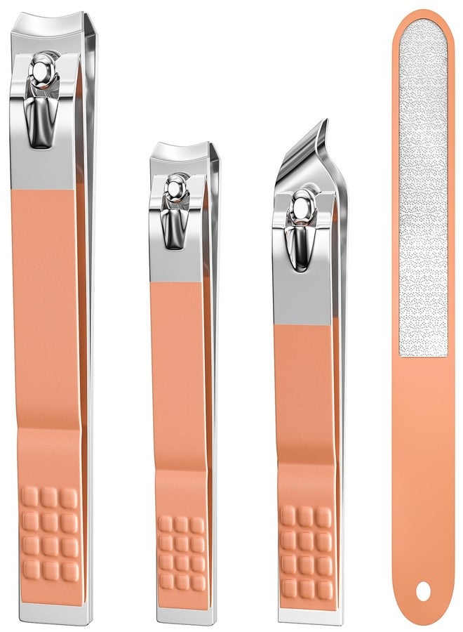 DUCOO Nail Clipper Set, 4 PCS Ultra Sharp Nail Clippers for Men, Women, Adults Toenail Fingernail Clippers, Stainless Steel Nail Cutter & File, Rose Gold - Image 1