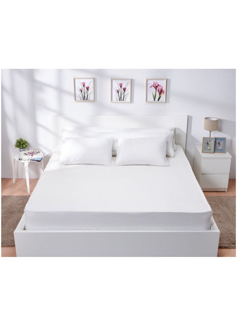 ملاية سرير قطن سادة 180سم ابيض