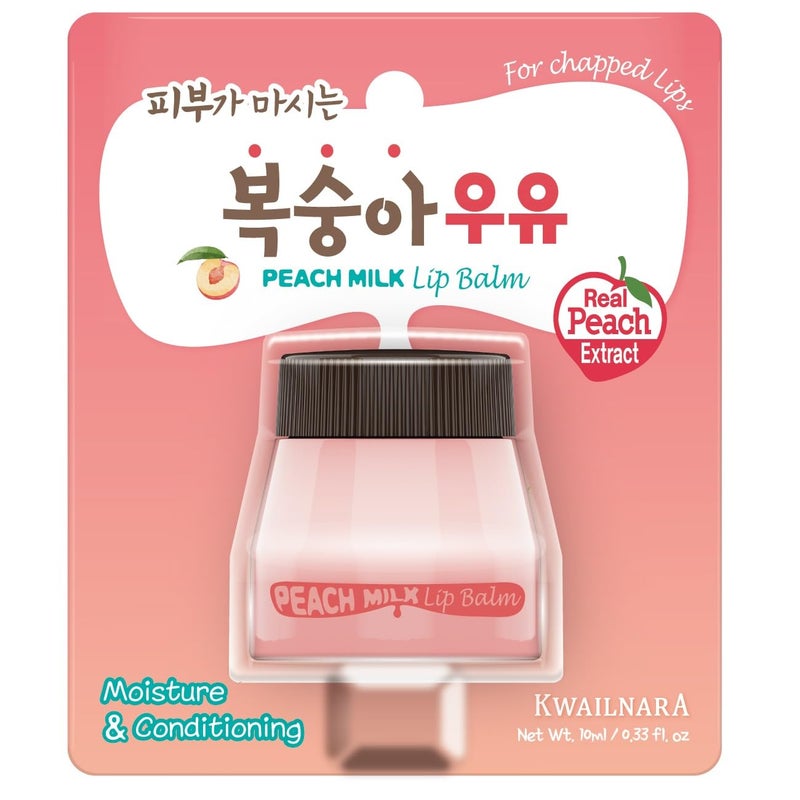 WELCOS Kwailnara Milk Lip Balm  Moisturizing Soothing Nourishing with Milk and Royal Jelly Extract  Korean Lip Care  10 ml  033 Fl oz peach
