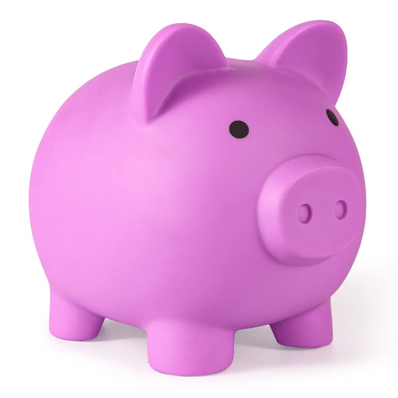 PJDRLLC Piggy Bank Unbreakable Plastic Money Bank Coin Bank for Girls and Boys Medium Size Piggy Banks Practical Gifts for Birthday Easter Christmas Light Purple - Image 2