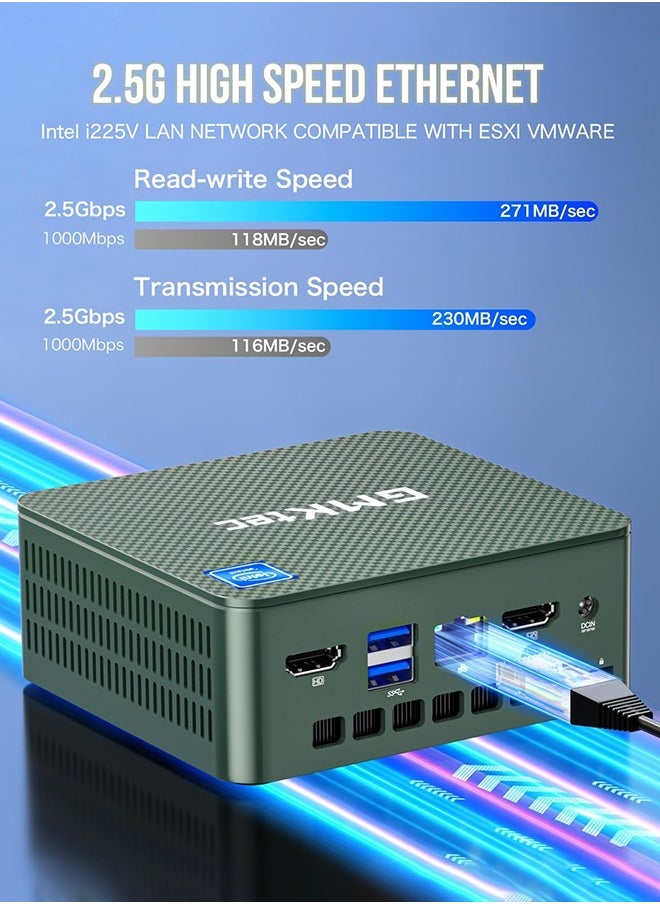 GMKtec - GMKtec Desktop Mini PC Windows 11 Pro Intel N100 8GB DDR5 256GB SSD Dual LAN, Mini Computer 1000Mbps, 4K Triple Display, WiFi6, BT5.2, Energy Efficient - Image 1