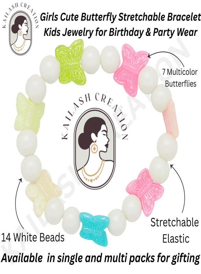 Kailash Creation Kids Girls Colorful Butterfly Cute Beaded Bracelet - Stretchable Elastic Hand Accessory for Birthday, Party & Daily_Wear Stylish | Anti Tarnish Bracelets (Butterfly, Pack of 4) - Image 5