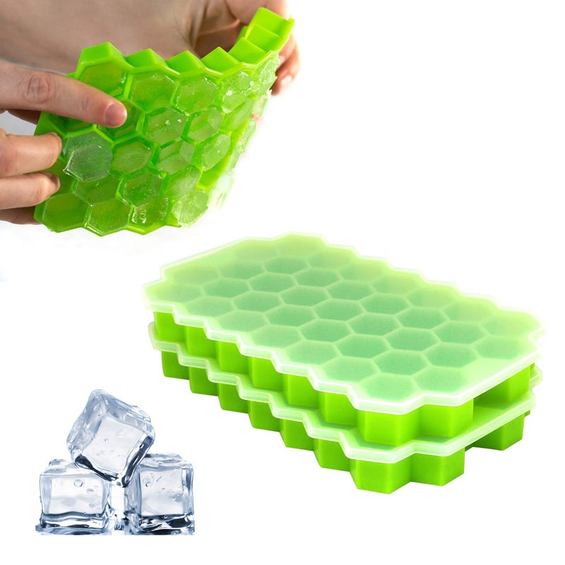 PureHQ Ice Cube Tray with Silicone 74 Hexagon Shape Stackable Ice Trays for Freezer Silicone Ice Mold Trays Easy Release and BPA Free 2 PACK - Image 1