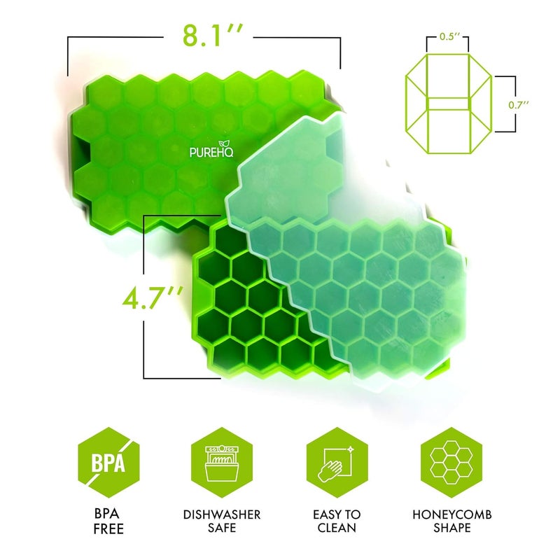 PureHQ Ice Cube Tray with Silicone 74 Hexagon Shape Stackable Ice Trays for Freezer Silicone Ice Mold Trays Easy Release and BPA Free 2 PACK - Image 2