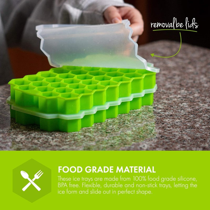 PureHQ Ice Cube Tray with Silicone 74 Hexagon Shape Stackable Ice Trays for Freezer Silicone Ice Mold Trays Easy Release and BPA Free 2 PACK - Image 3