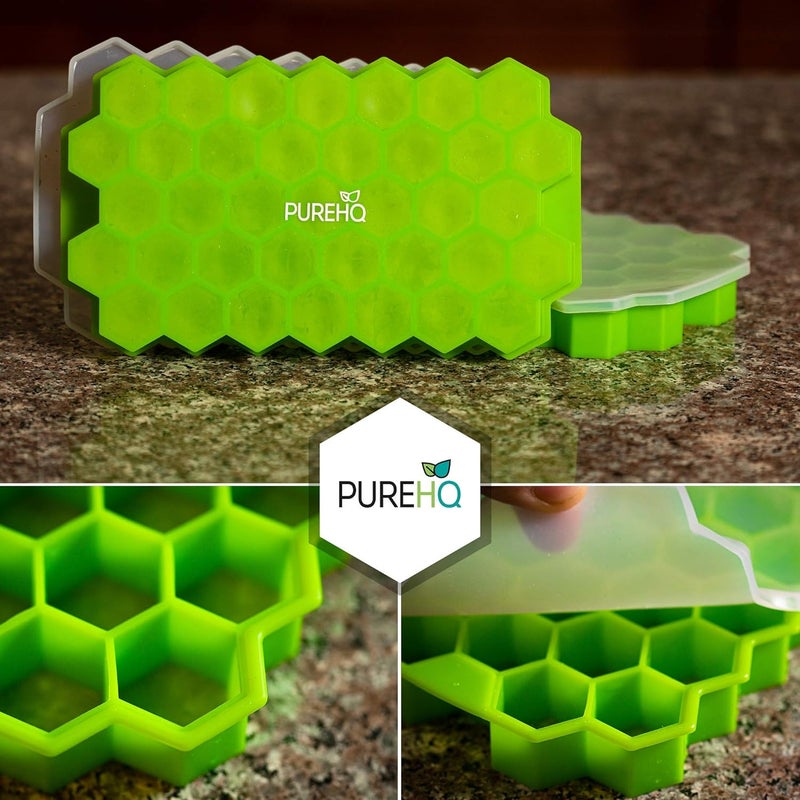 PureHQ Ice Cube Tray with Silicone 74 Hexagon Shape Stackable Ice Trays for Freezer Silicone Ice Mold Trays Easy Release and BPA Free 2 PACK - Image 5