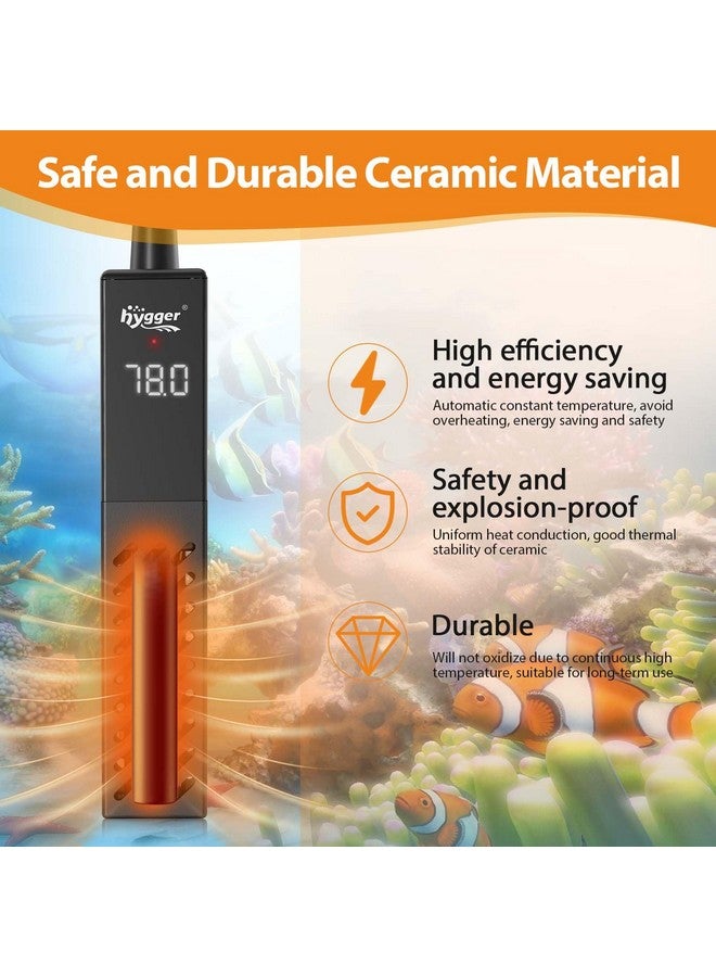 hygger Upgrade Ceramic Aquarium Heater, 100W Digital Fish Tank Heater with Automatic Power-Off and Over-Temperature Protection, Energy Saving Submersible Aquarium Heater for Freshwater and Saltwater - Image 5