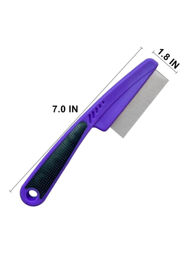 Fanski Flea Comb with Rubber Handle, Flea and Tick Combs for Dogs & Cats, Fine Tooth Dog Comb for Grooming，Purple - Image 3