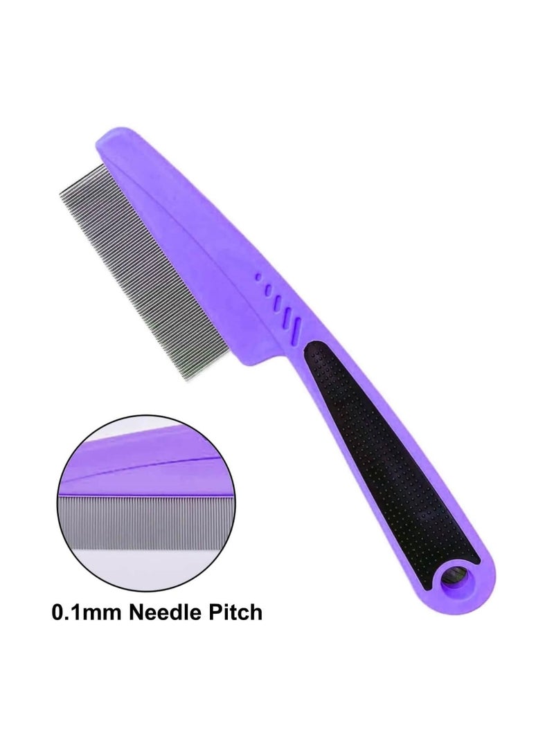 Fanski Flea Comb with Rubber Handle, Flea and Tick Combs for Dogs & Cats, Fine Tooth Dog Comb for Grooming，Purple - Image 2