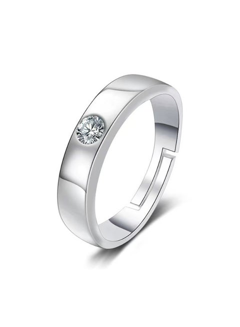 Men’s 1 Carat Moissanite Ring S925 Sterling Silver Platinum Plated – Adjustable Band, Elegant Gift Box, Ideal for Daily Wear or Special Occasions