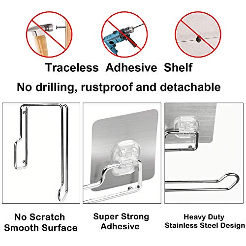 KOYET No Drill Stainless Steel Self Adhesive Toilet Paper Holder | Tissue Paper Roll Holder | Towel Holder Rack for Kitchen (Steel Tissue Paper Roll Holder) - Image 4