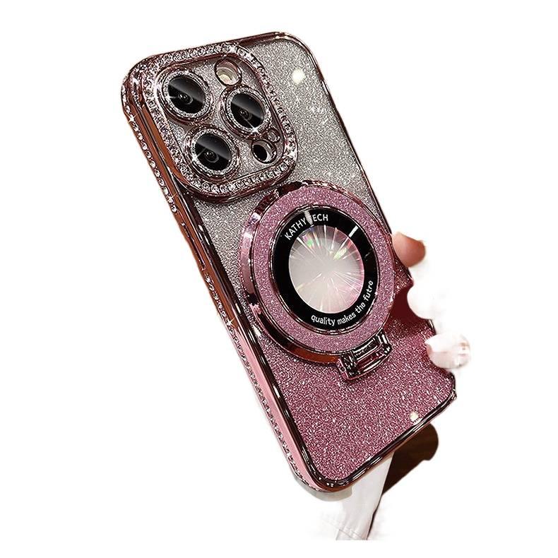 MagSafe iPhone 14 Plus TPU Case for iPhone 14 14 Plus 14 Pro 14 Pro Max with Electroplated Edge with Rhinestones and Gradient Glitter - Image 3