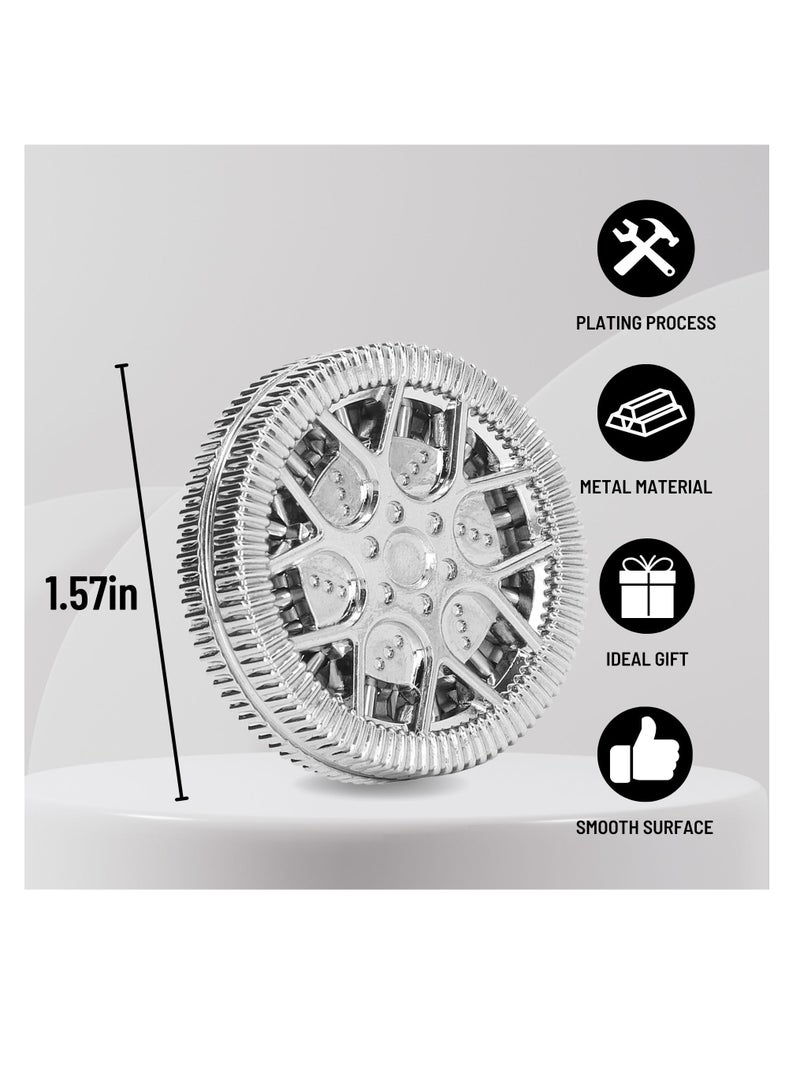 SOLARAE Metal Fidget Toy for Adults Magnet Fidget Slider Haptic Coin EDC, ADHD Tool for Anxiety and Stress Relief, Birthday Gift for Men (Silver) - Image 2