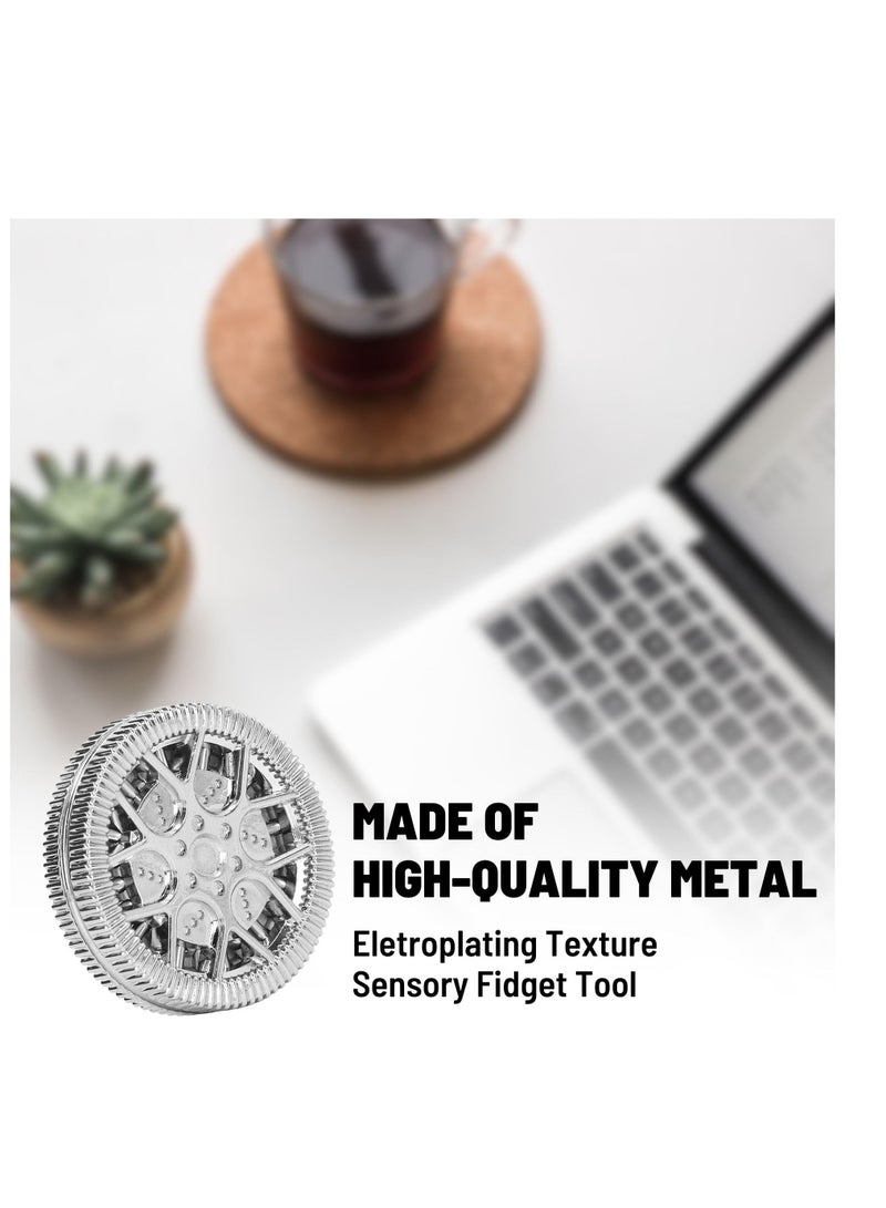 SOLARAE Metal Fidget Toy for Adults Magnet Fidget Slider Haptic Coin EDC, ADHD Tool for Anxiety and Stress Relief, Birthday Gift for Men (Silver) - Image 3