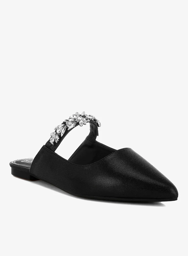 London Rag Black Diamante Strap Glitter Mules in Black for Women | Best Price UAE