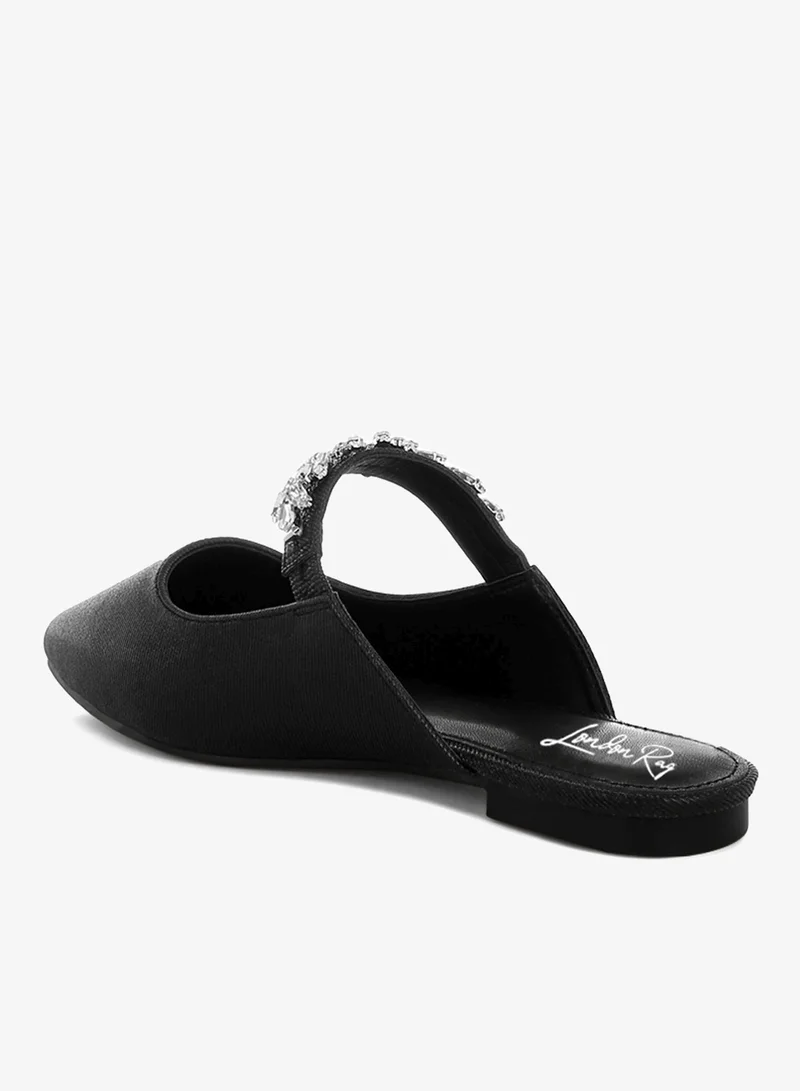 London Rag Black Diamante Strap Glitter Mules in Black for Women | Best Price UAE