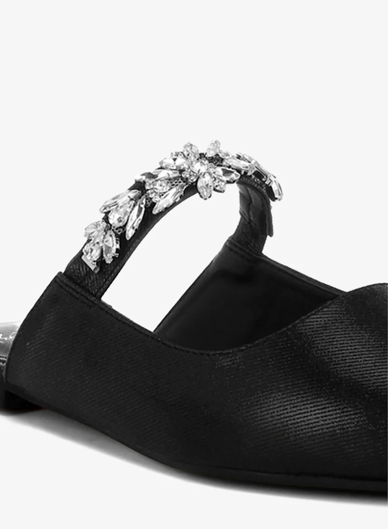 London Rag Black Diamante Strap Glitter Mules in Black for Women | Best Price UAE