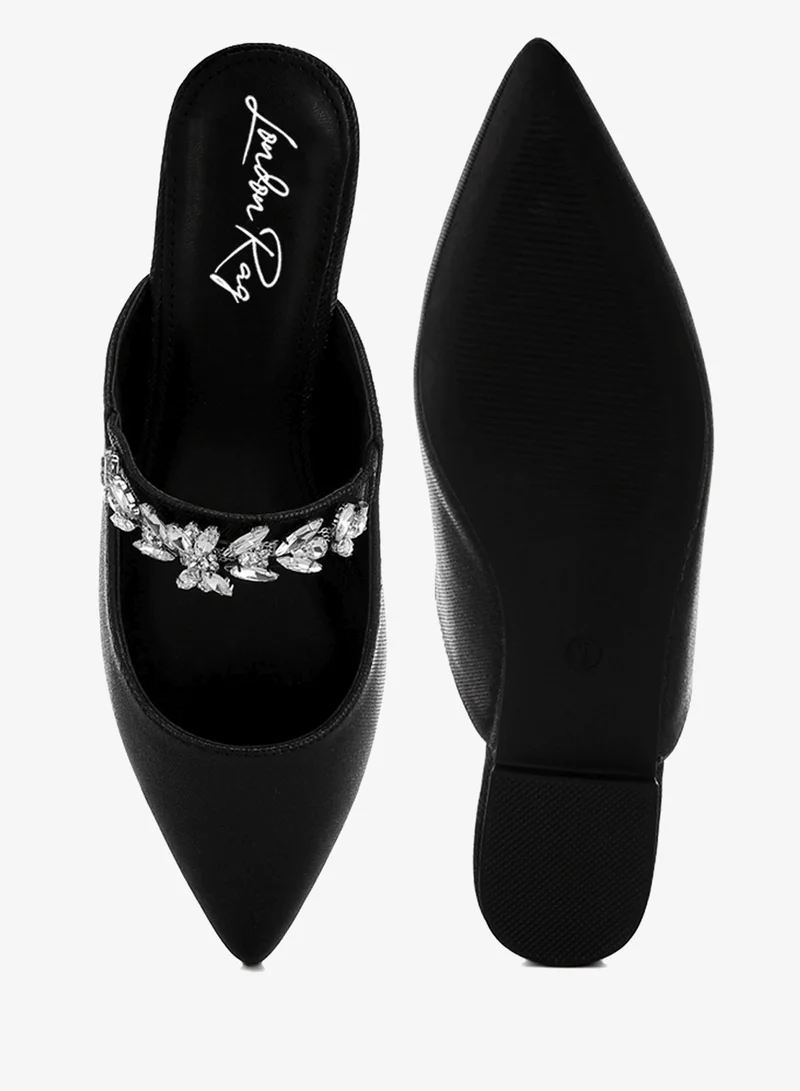 London Rag Black Diamante Strap Glitter Mules in Black for Women | Best Price UAE
