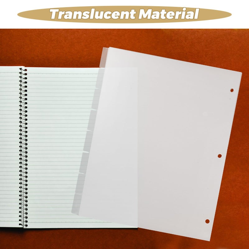 Frosted Plastic Binder Dividers 8 Sheets A4 3 Hole Index Tabs for Office School Filing Organization - Image 4