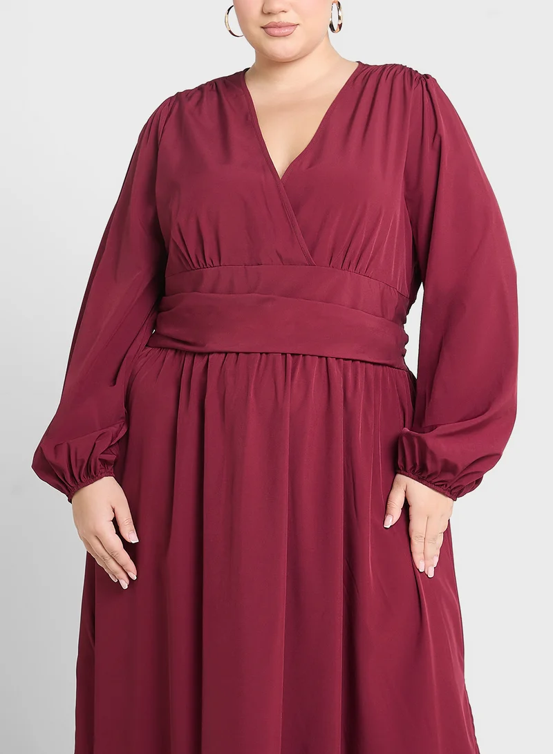 Ginger Plus Long Sleeve Midi Dress