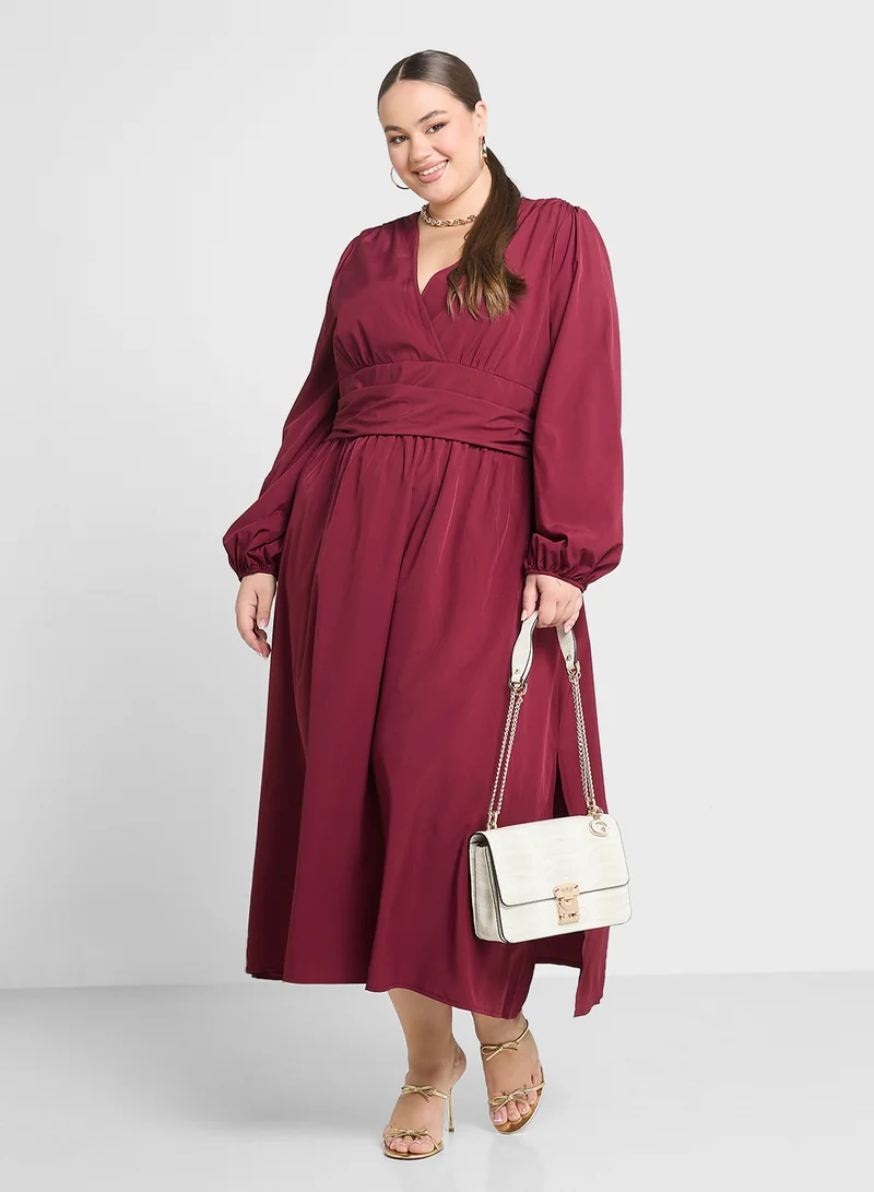Ginger Plus Long Sleeve Midi Dress