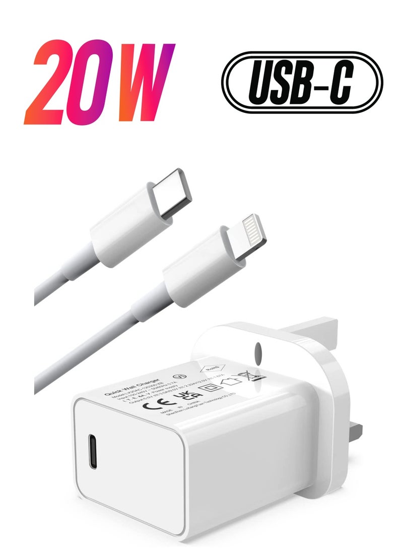 XiuWoo 20W PD Fast IPhone Charger [MFi Certified] USB C Power Wall Charger with 3FT CableCompatible with Cable IPhone 13/12 Pro/12 Mini/ 11/11 Pro/XS/Max/XR/X/8 Plus/SE IPod, IPad Mini Pro - Image 1