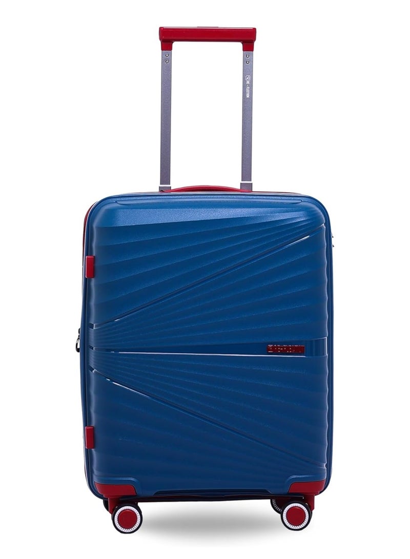 Reflection 20 Inch Polypropylene Carry on Suitcase Lightweight Hard Shell Curvy Line Series Travel Luggage Trolley with 36L Storage Capacity 4 Spinner Wheels and TSA Lock Blue - Image 1